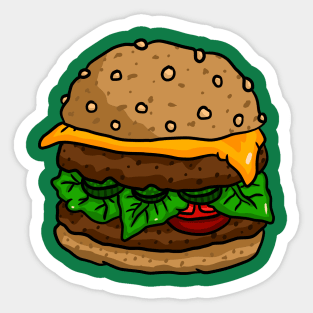 juicy burger, hamburger. Sticker